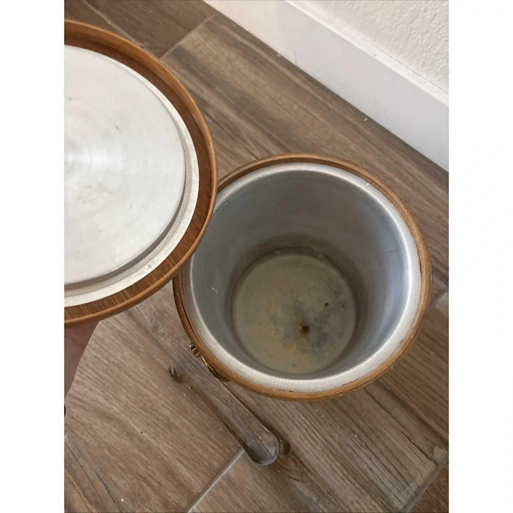 Vintage Mid Century Danish Modern Teak Ice Bucket Retro Bar‎ 10